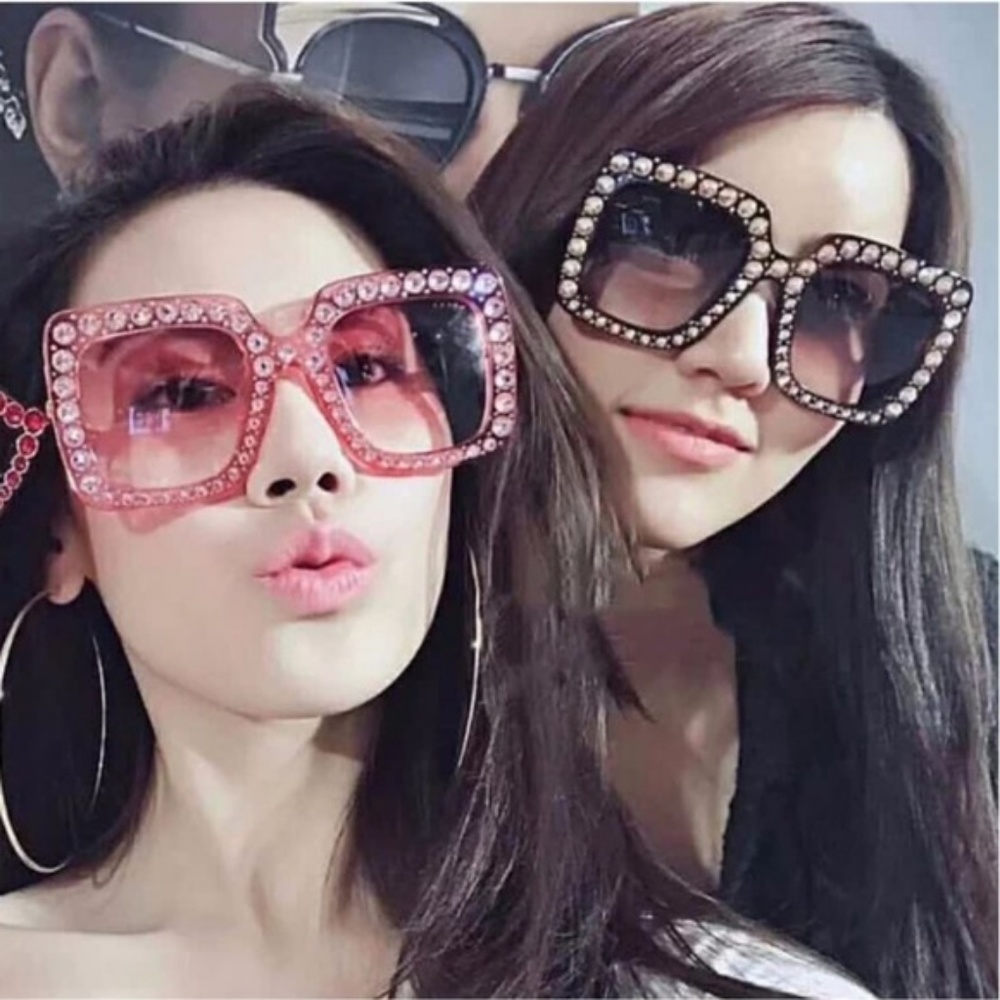 Rhinestone Square Sunglasses (2 colors)